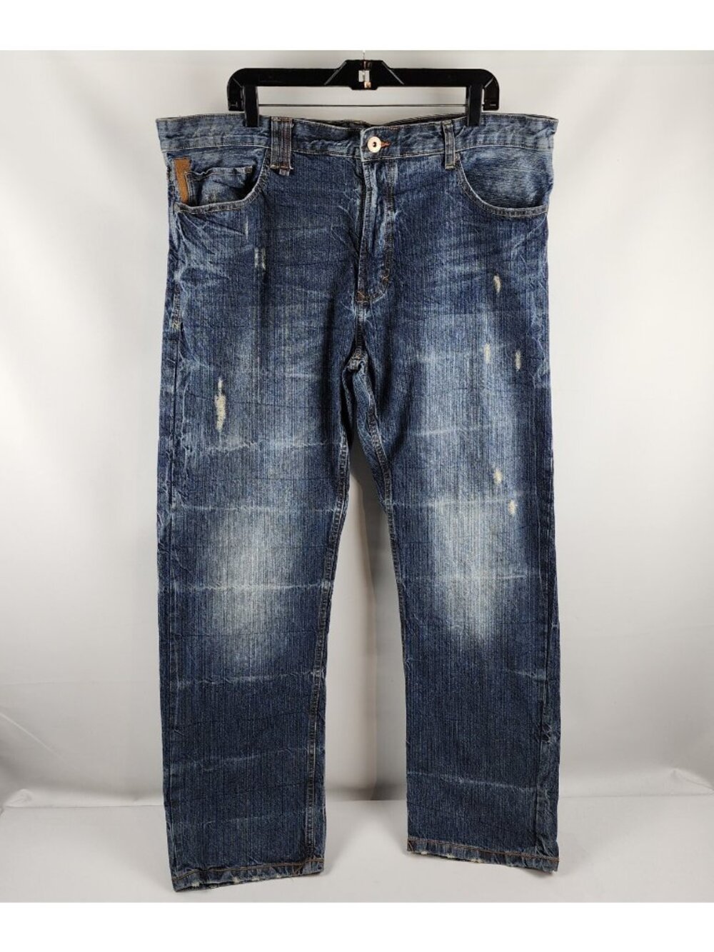 Sean John Jeans Mens 40x32 Blue Hamilton Relaxed Straight Distressed Hip Hop